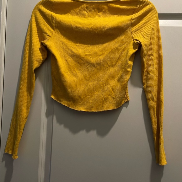 Yellow/mustard Urban Outfitters long sleeve square neck top, size small - Picture 2 of 3